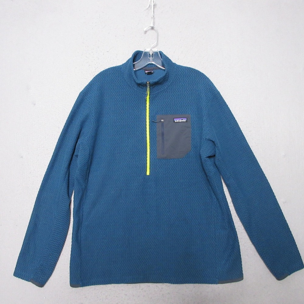 Patagonia Fleece Men XL R1 Air Zip Neck Blue Pocket Gorpcore Camp Layer